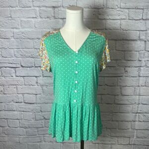 Matilda Jane Dream Chasers Free To Be Size S Green Polka Dot Floral Cottagecore